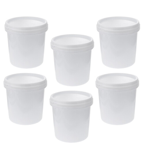 6Pcs Plastic Storage Buckets with Lids Airtight White Home Use