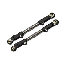 Aluminium+Stainless Steel Rear Upper Arm Tie Rod For Traxxas 1/8 4WD Sledge Monster Truck 95076-4 Black 2Pc Set