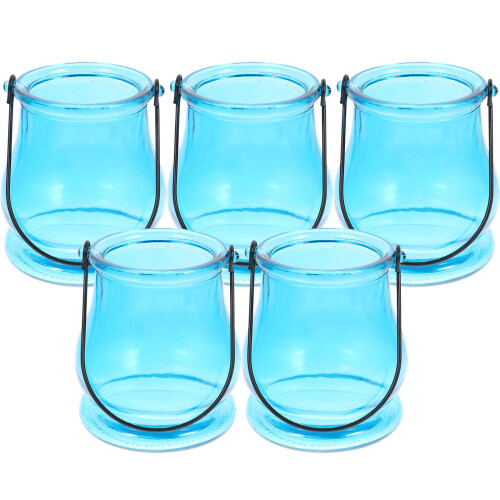 5pcs Hanging Glass Tea Light Holder Wall Mount Planter