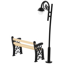1 Set Miniature Park Bench Street Lantern Post DIY Doll House Ornament