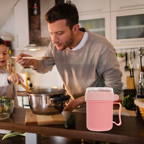 1set Pink Portable Milk Cup With Wear Resistant Bottom 2