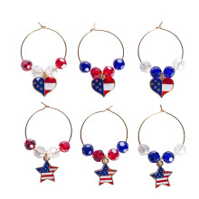6 Pcs Identify Label Rings Glass Identifier Wine Charms American Flag