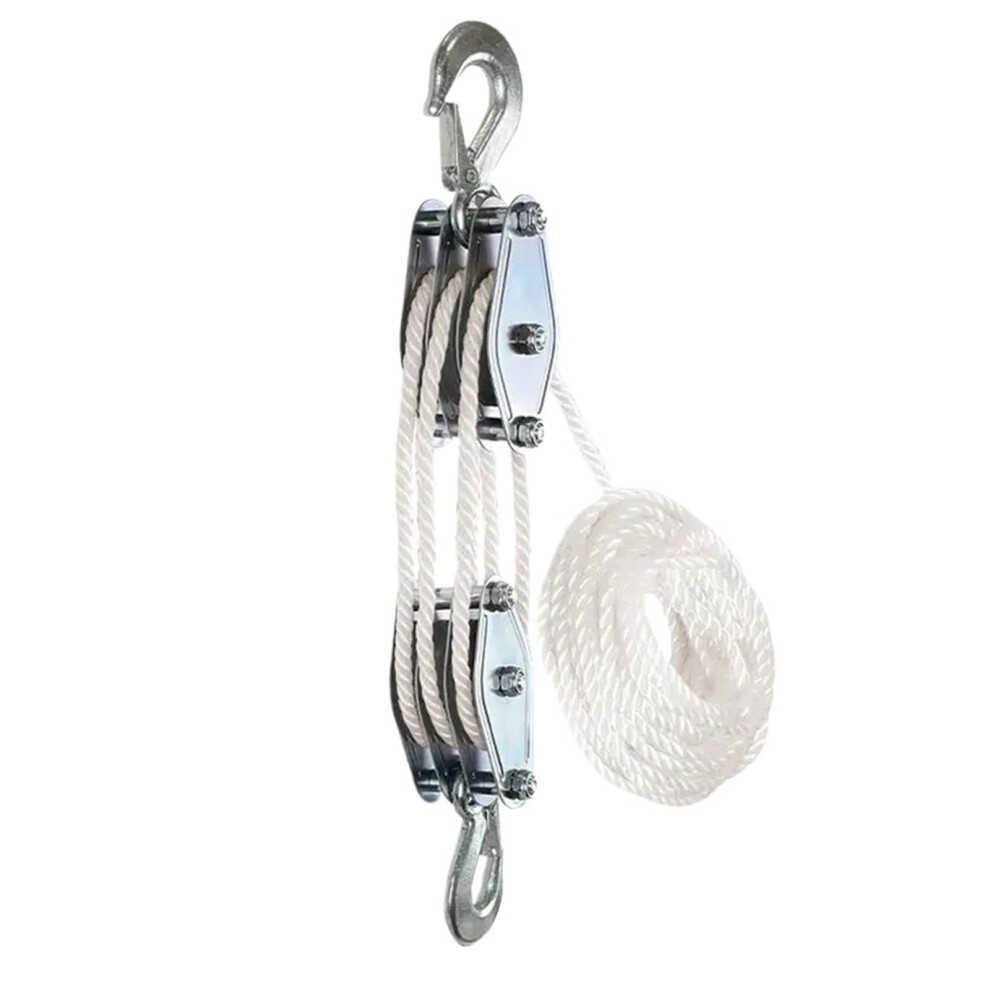 Pulley Wheel Block And Tackle System Rope Hoist 2200 Lbs Breaking Strength Heavy Duty 9354506041786