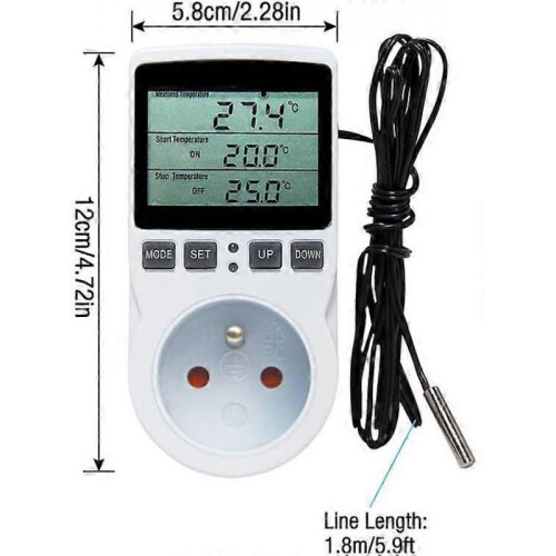 Digital Temperature Controller, Heating Cooling Thermostat Socket LCD Temperature Controller, 230v for Greenhouse Farm Temperature Controller(socket) 1