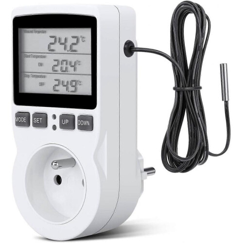 Digital Temperature Controller, Heating Cooling Thermostat Socket LCD Temperature Controller, 230v for Greenhouse Farm Temperature Controller(socket)