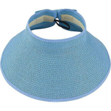 Ladies Sun Hat with Wide Brim, Foldable Sun Visor, Beach Hat, Hollow Tip Shape, Cap Circumference 56-58 Cm (Blue)