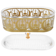 Ramadan Süßigkeiten Schale Mit Deckel Oval Metall Gold EID Mubarak