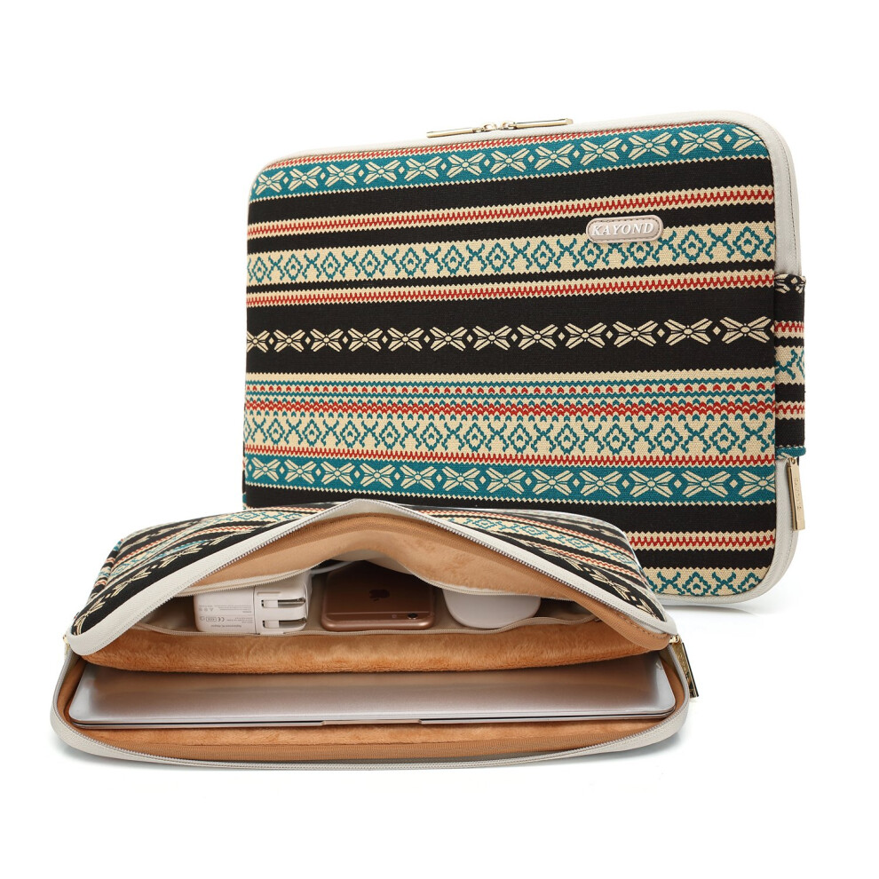 Canvas Laptop Sleeve Water-Resistant 12.5-13.3 Inch With Pocket For Macbook Air 13 Macbook Pro 13 Stripe Black 9084446184853