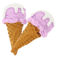 2 ijshoorntjes van kunstijsculptuur, dessertdecoratie voor display