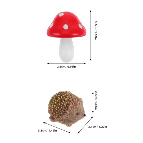 1 Set Mini Paddenstoel En Egels: Figurines Voor 1