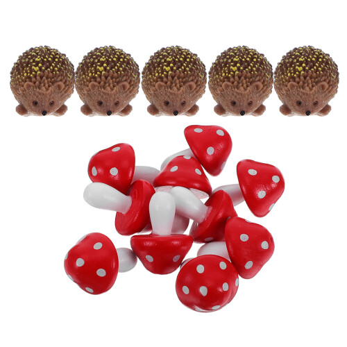 1 Set Mini Paddenstoel En Egels: Figurines Voor