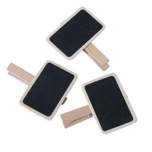 30Pcs Small Rectangular Wooden Blackboard with Clip for Memo and Decor 2