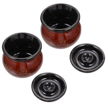 2 stück keramik auflaufformen, eintopf- und suppentöpfe (kaffeebraun)