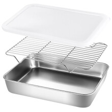 1 Set Bratblech Mit Rost Küchenbackblech Ölfiltergrillplatte