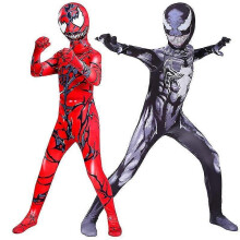 (140 bambini (130-140 cm) - Rosso) Costume da ragno Venom Carnage per cosplay, bambini e adulti, tuta