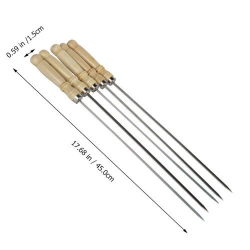 25 brochetas inoxidable con mango madera, para barbacoa 2