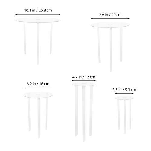Cake Support Rods White Plastic 5sets 11.8x10.2x0.5in 2
