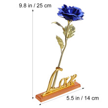 3Pcs Blue Rose Gold Foil Roses with Resin Vase Perfect Valentine Gift