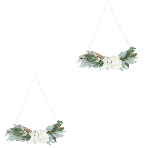 2Pcs Simulated Green Salix Leaf Drooping Wall Hanging For Home Decor 2