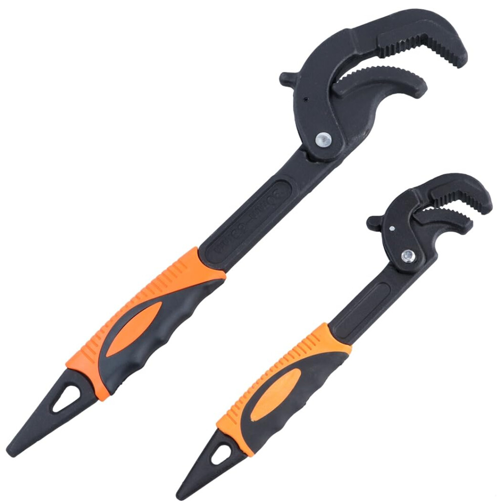 Adjustable Pipe Wrenches 2-Pack Self-Locking Auto Spanners With Crowbar Ends For 0.6-2.4 In Nuts And Pipes 9016109185013