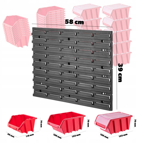 KADAX Werkstatttafelwand 58x39cm 25 Tabletts 2