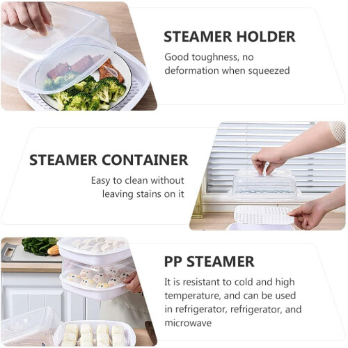 Microwave Cookware Steamer Microwavable Fish And Veggie Steamer White Container 2