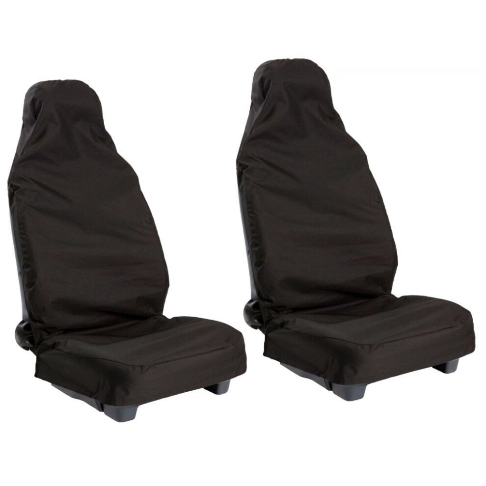 Front Waterproof Nylon Seat Covers Protectors For Citroen C1 2005 Onward Black 9084446186598