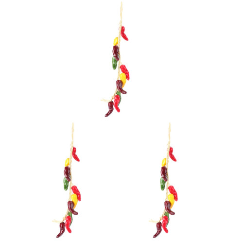3 pcs hanging fake peppers artificial string colorful pendant 2
