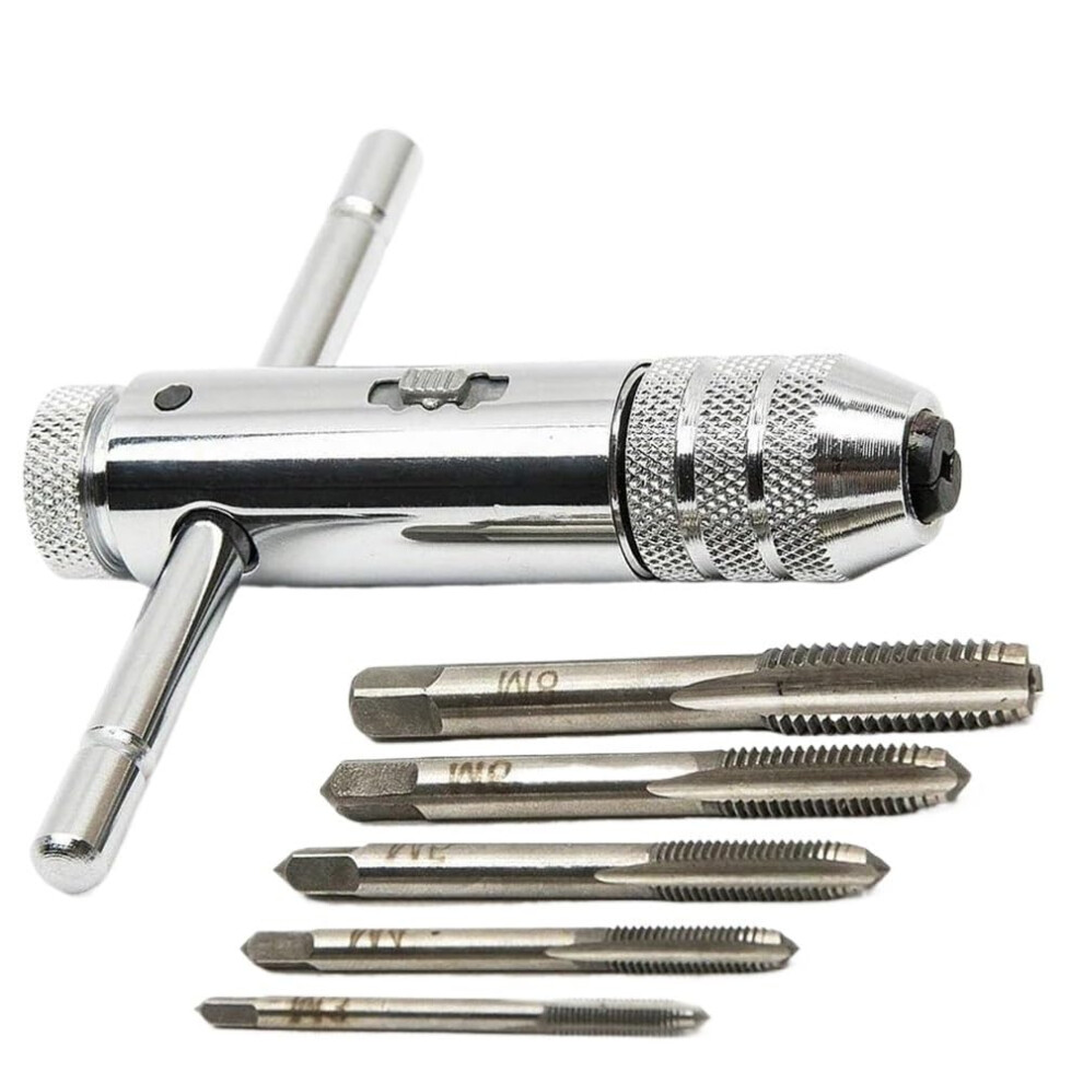 Drill Tap Metal Adjustable T-Handle Ratchet Tap Holder Wrench For Cutting Internal And External Threads M3-M8 9354506045371
