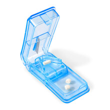 Pill Cutter Portable 2-in-1 Pill Splitter With Blade And Storage Compartment For Pills And Tablets Cut In Half Blue 1 Pcs