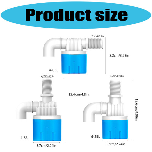 1/2inch 3/4inch Automatic-4 point interior Water inflow blue 1
