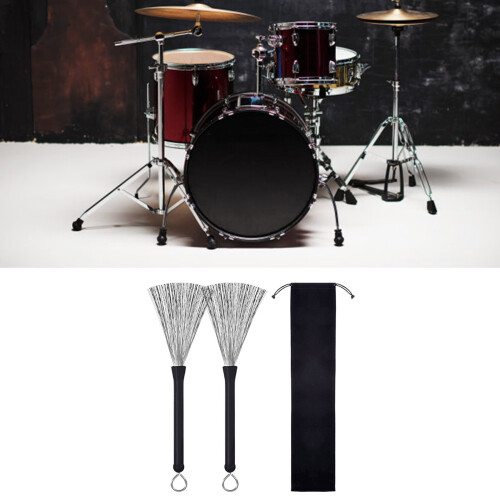 1Pair Drum Brushes Retractable Wire Brushes Replacement Drum 1