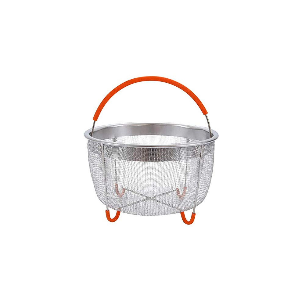 6Qt Steamer Basket For Pressure Cooker Stainless Steel With Handle Vegetable Egg Rice Meat Steamer Orange