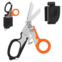 Trauma Shears Stainless Steel Foldable Rescue Scissors Pliers, Emergency Response Camping With Sheath Black-Orange