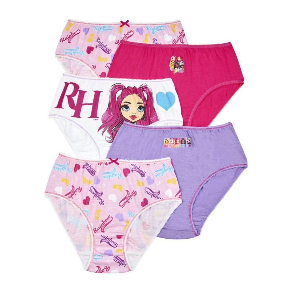 (7-8 Years) Rainbow High Girls Knickers, Pack Of 5 Underwear-image-OPC-PKTYCSF-NEW