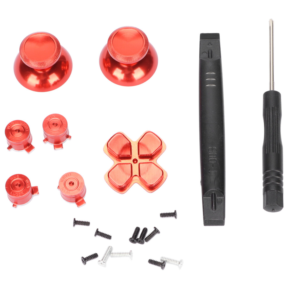 (Red) Ps5 Controller Button Joystick Key Aluminum Abxy Red 609610442455