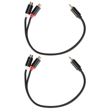 2pcs RCA Splitter Cable 1M to 2F Gold Plated for HDTV Subwoofer