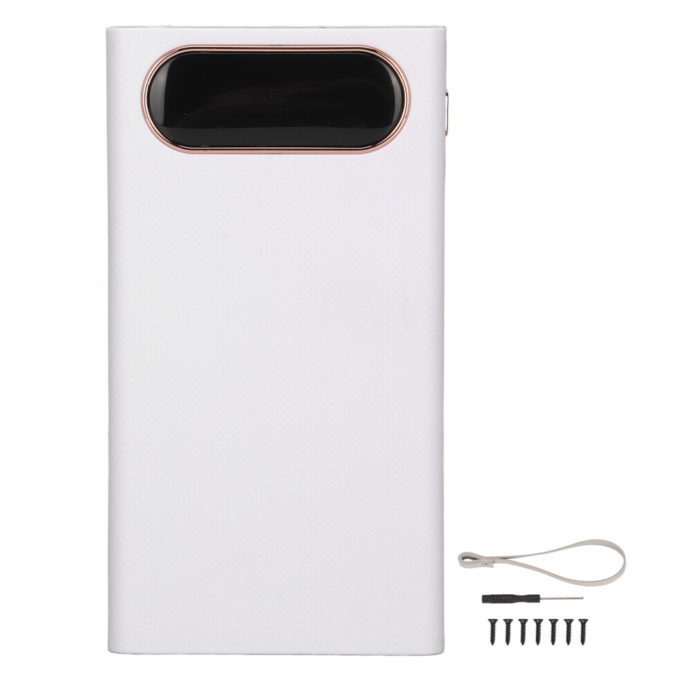 (White) 10W Diy 18650 Power Bank Case 12 Batteries Led Lcd Display White 609610443537