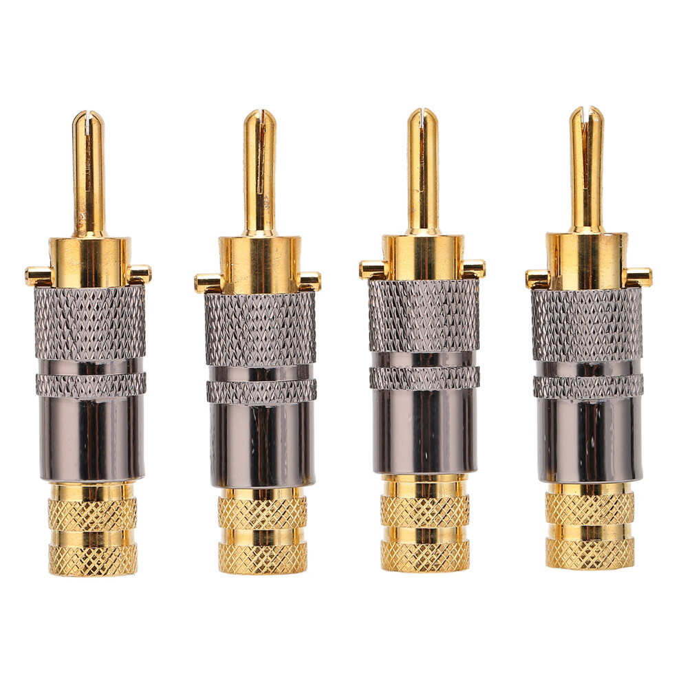 Preffair Ba1457 4Pcs 24K Plated Banana Plug Hifi Cable 8.7Mm Gold 609610450399
