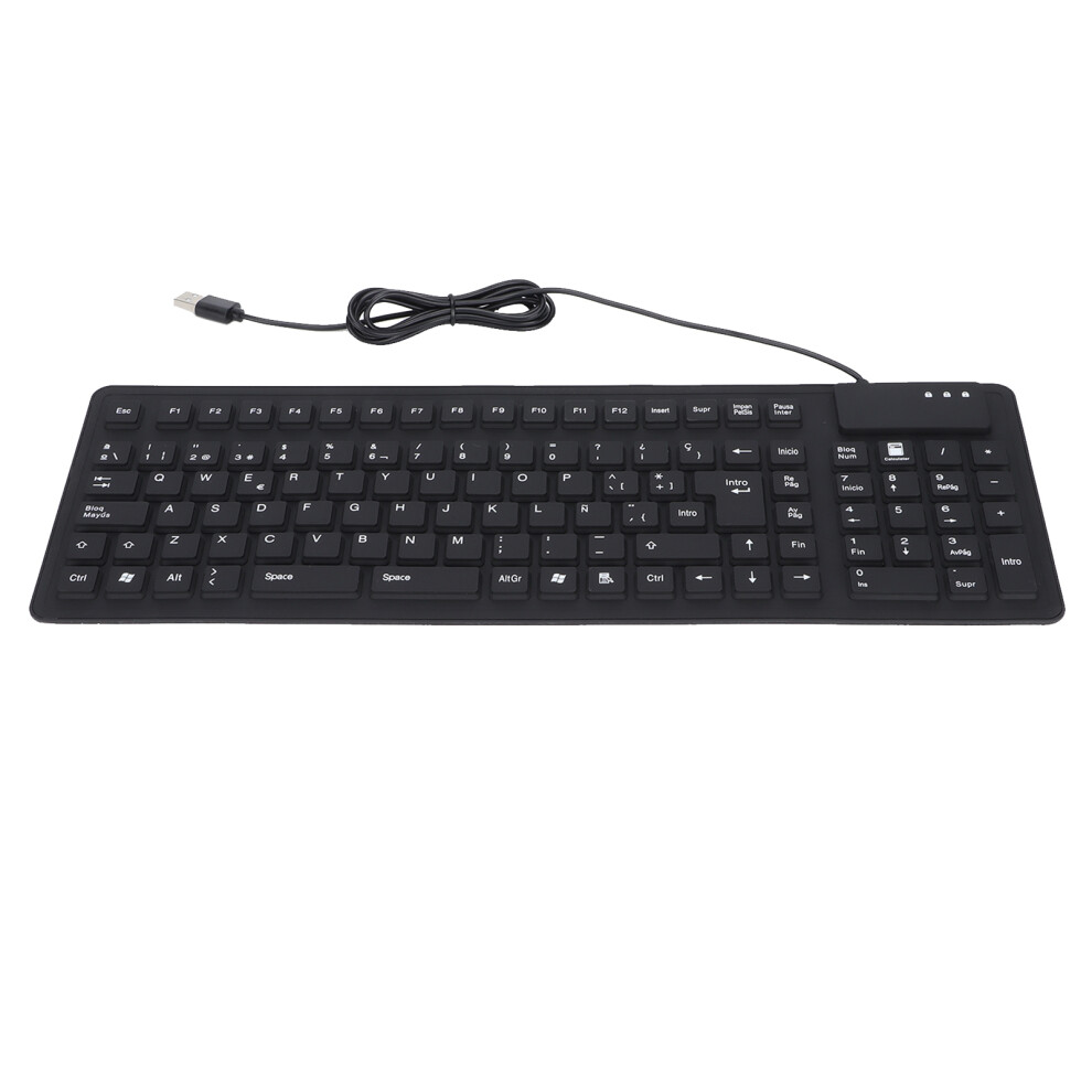 108 Key Spanish USB Foldable Quiet Waterproof Silicone Keyboard-image-OPC-PKTYQ7F-NEW