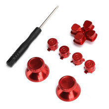 (Blue) Metal Button Thumbstick Replacement for PS4 Controller Red