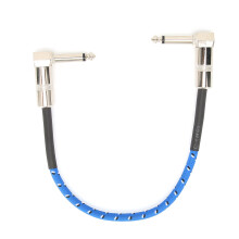 (Blue) 6.35mm Electric Guitar Effect Cable Double 90 Elbow