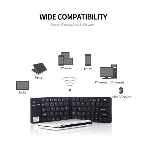GK228 BT Wireless Keyboard 66 Keys Folding Mini Silver