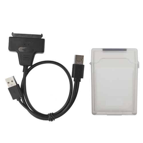 (Blue) SATA HDD/SSD Dual Interface Adapter Cable 2.5in with Protect Box Gray
