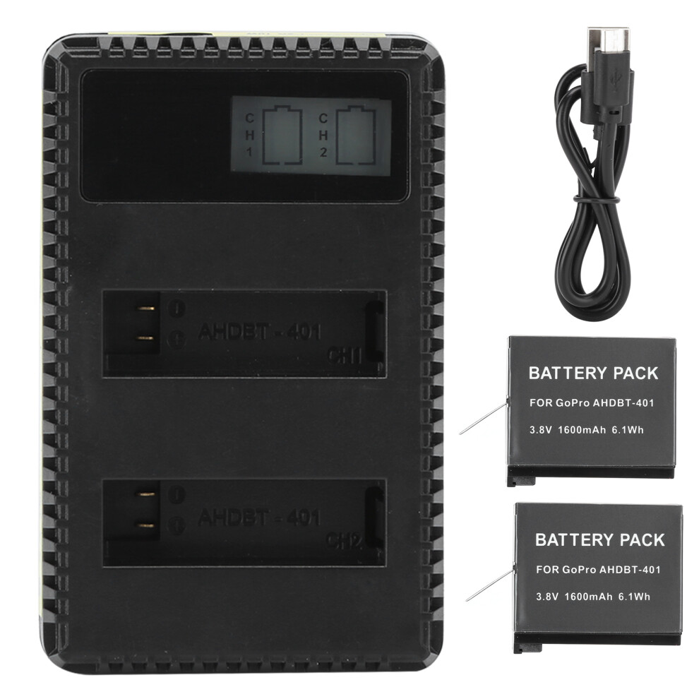 Ahdbt-401 Lcd Dual Slot Charger For Hero4 1600Mah Battery 609610469995