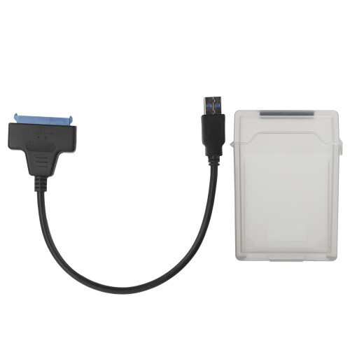 (White) 2.5in SATA USB3.0 HDD SSD Adapter Cable with Protection Box