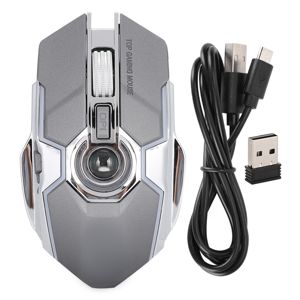 (Gray) Wireless Gaming Mouse 2.4Ghz 1600Dpi Silent Gray 609610470267