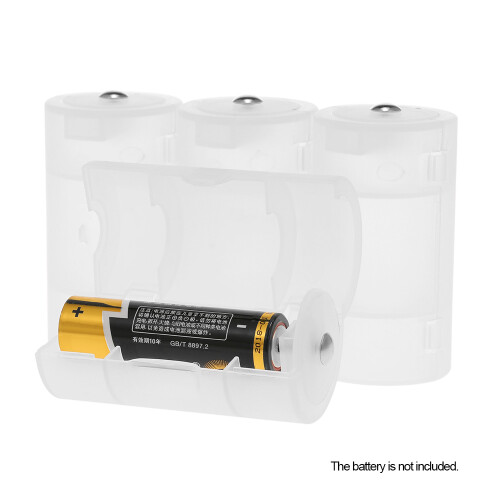 4 Pcs AA to D Battery Converter Adaptor PP Case