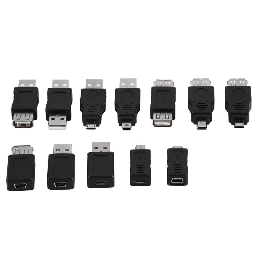 12Pcs Usb2.0 Adapters Micro/Mini Male Female Connectors 609610477624