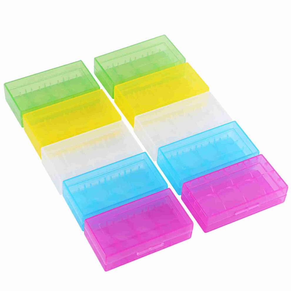 5 Colors Transparent Plastic Battery Holder 18650 18350 10 Pcs 609610479116